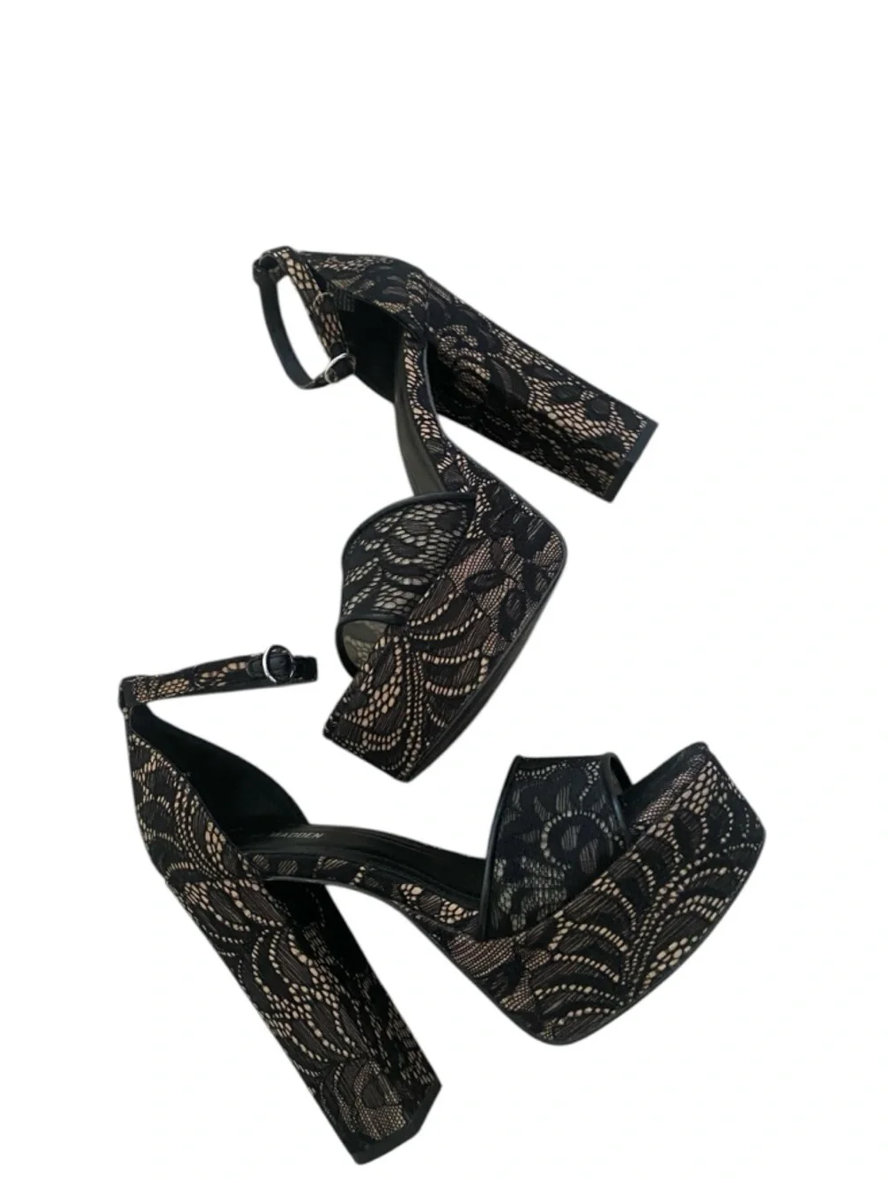Steve Madden Black Lace Platform Block Heels size 8 1/2 worn once